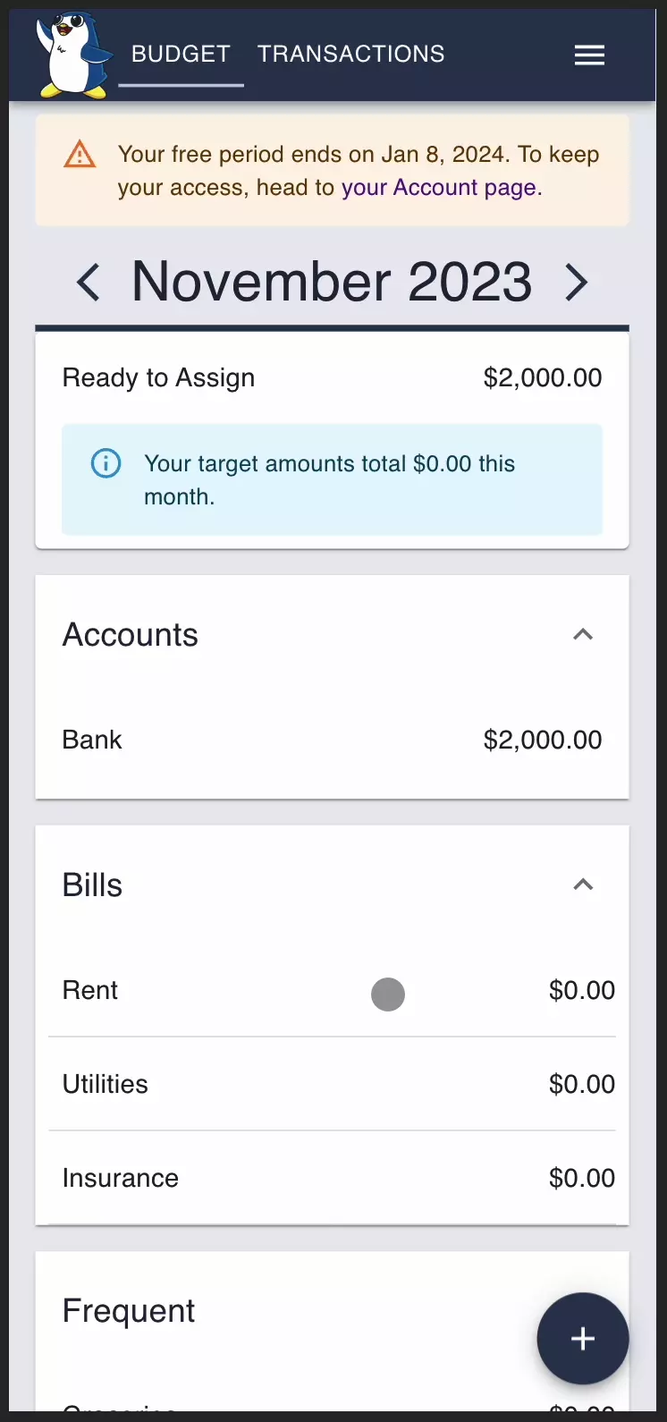 Demo of assigning money to a budget item